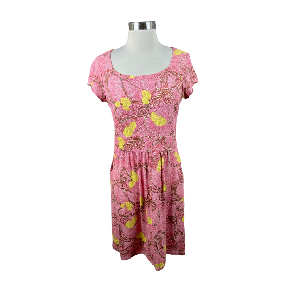 J. McLaughlin S Seashell Rope Scroll Catalina Cloth Emma Dress Red Yellow